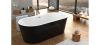  Kolpa San Comodo-FS 185x90/O fekete/fehér szabadon álló fürdőkád, le- és túlfolyóval, a kádtest és az előlap egybeöntve